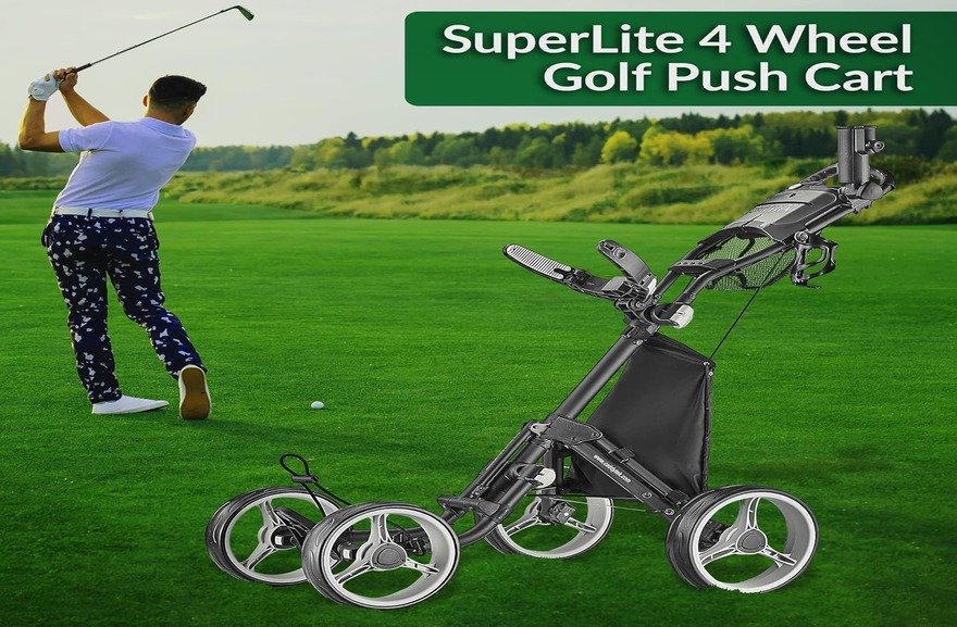 CaddyTek Explorer V8 - SuperLite 4 Wheel Golf Push Cart, Explorer Version 8