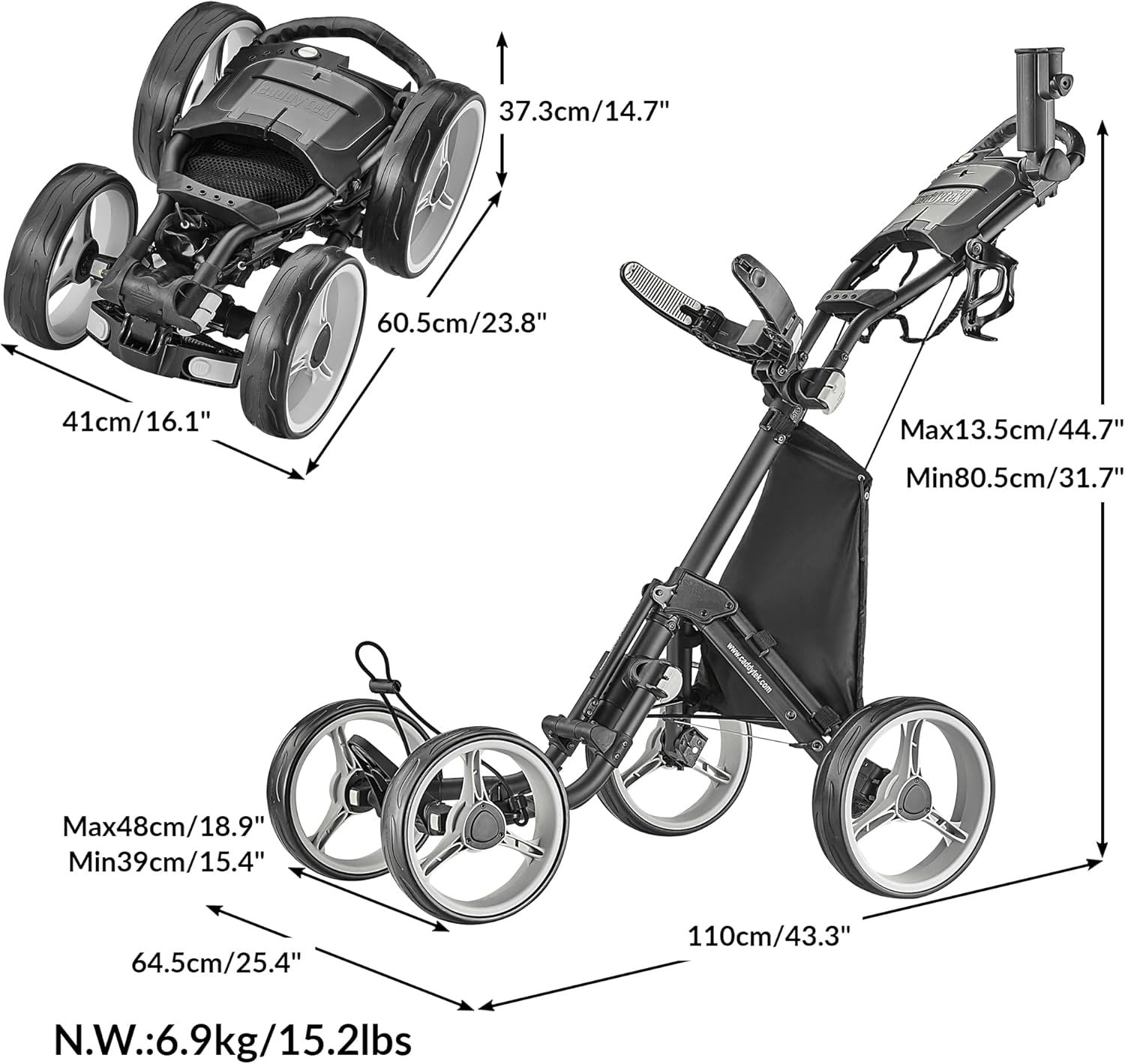 CaddyTek Explorer V8 - SuperLite 4 Wheel Golf Push Cart, Explorer Version 8